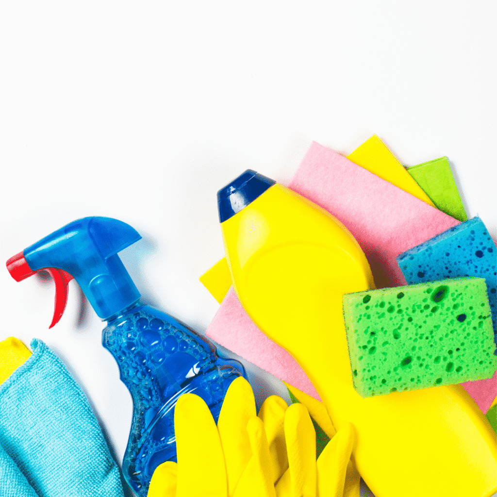 Descarte de embalagens e itens de limpeza